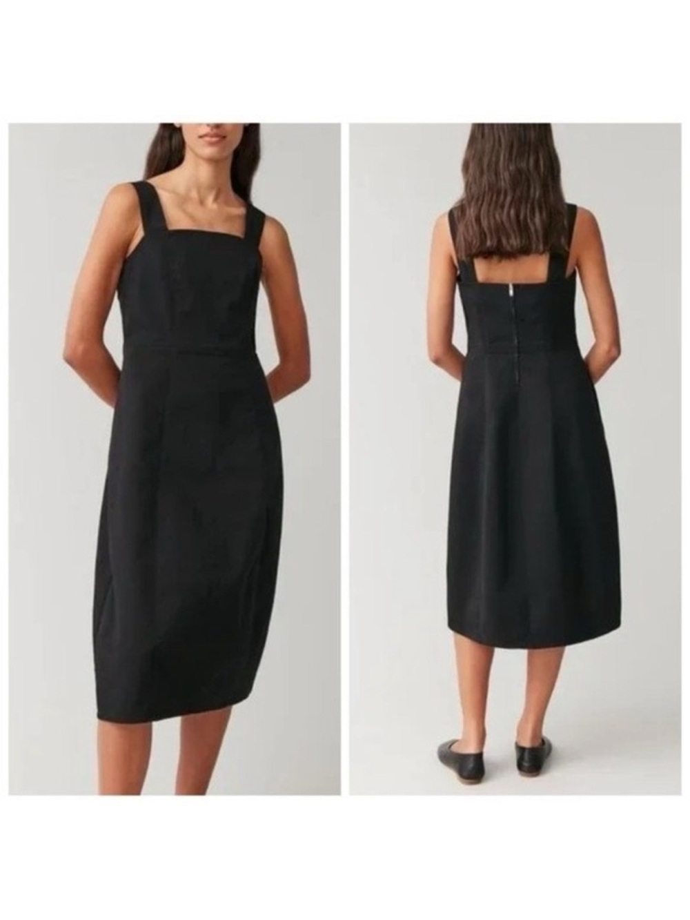 COS Black Sleeveless Pinafore Midi Dress